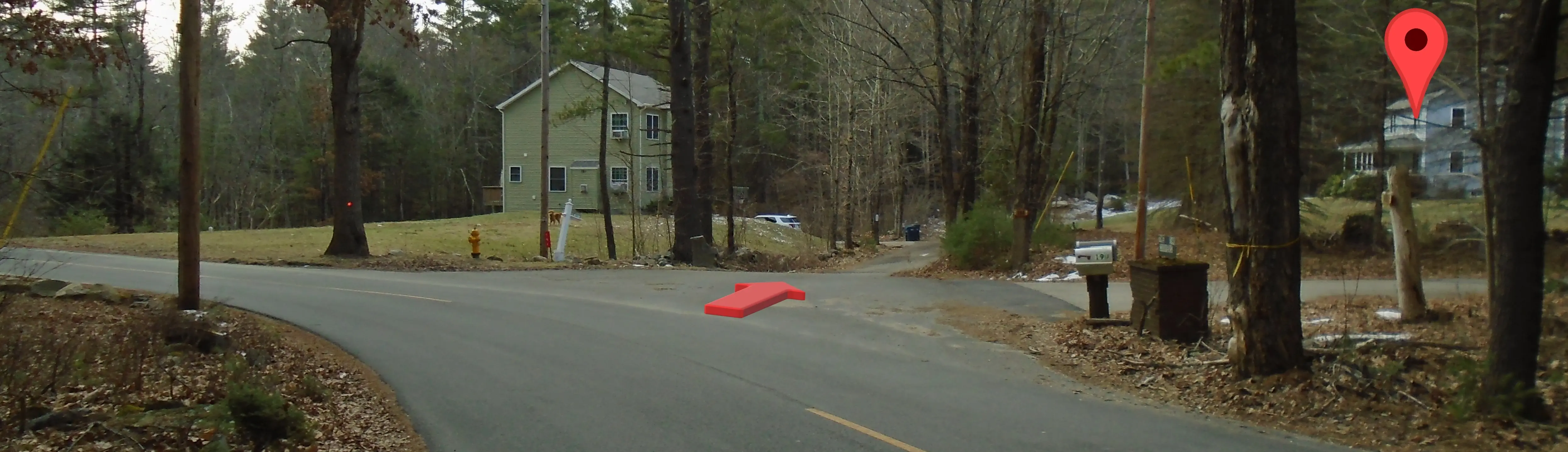 (Photo of intersection and going onto road to get to house)